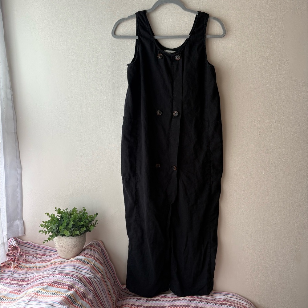 Urban Outfitters Black Linen-Blend Button Front Dress – Size S/M